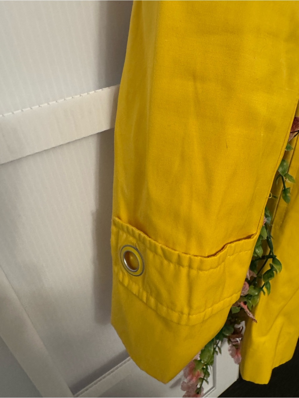 Women's Yellow Trench Coat with Waist Tie - Picture 3 of 3